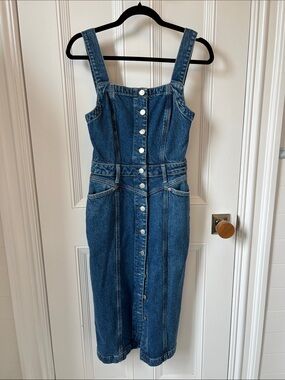 Rails Blue Denim Button-Front Denim / Jean Dress